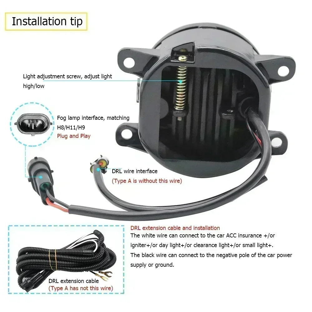 Two-Color Led Fog Lights Angel Eyes Day Light High Power 40W For Nissan Pathfinder MK4 R52 Facelift 2017 2018 2019 2020