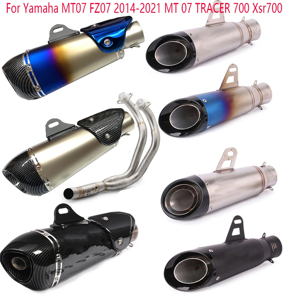 Hot Sale Motorcycle Exhaust Full Systems Pipe Motorcycle Muffler Escape Moto Racing YZF MT07 FZ07 TRACER For Yamaha MT-07 FZ-07