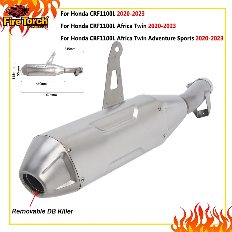 Motorcycle Exhaust Escape With Middle Link Pipe DB Killer Muffler For HONDA CRF1100L Africa Twin Adventure Sports 2020 - 2023