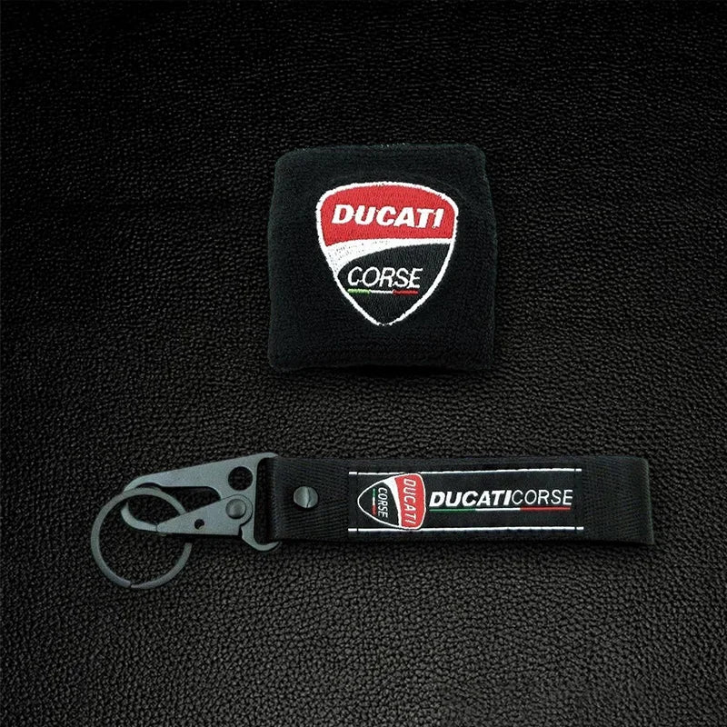 1/2pc Motorcycle Embroidery Front Fluid Oil Brake Reservoir Sock Cover for Ducati Monster Panigale Diavel V4 Scrambler Accessory