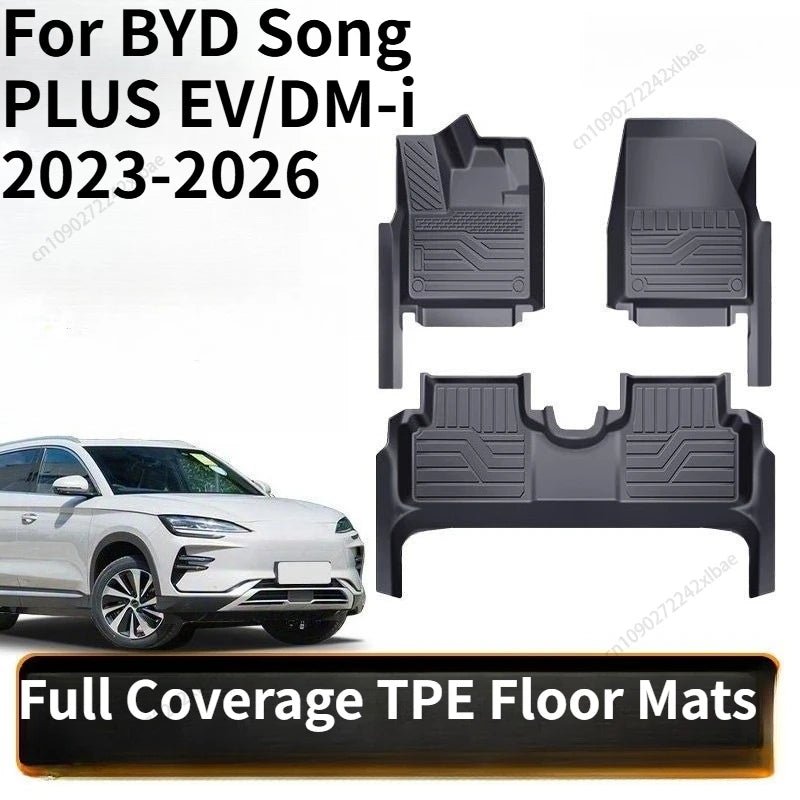TPE Full Coverage Car Floor Mats, Interior Modification Parts Specially for BYD Song PLUS EV/DM-i 2023-2026 Custom Floor Mats