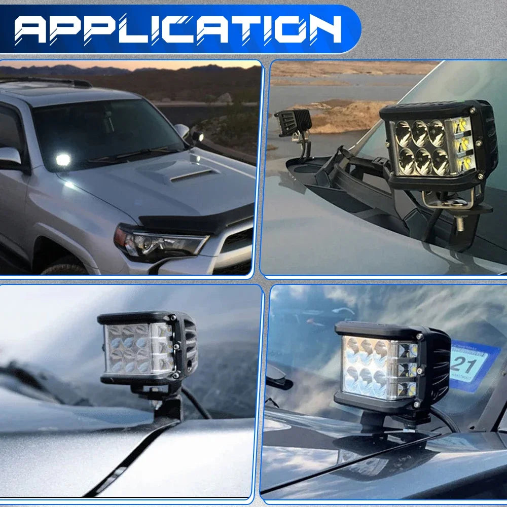 دعامات إضاءة LED لغطاء المحرك متوافقة مع تويوتا هايلكس 2014-2026، طقم دعامات تثبيت إضاءة مفصلة غطاء المحرك للطرق الوعرة لأضواء العمل الكبسولية.