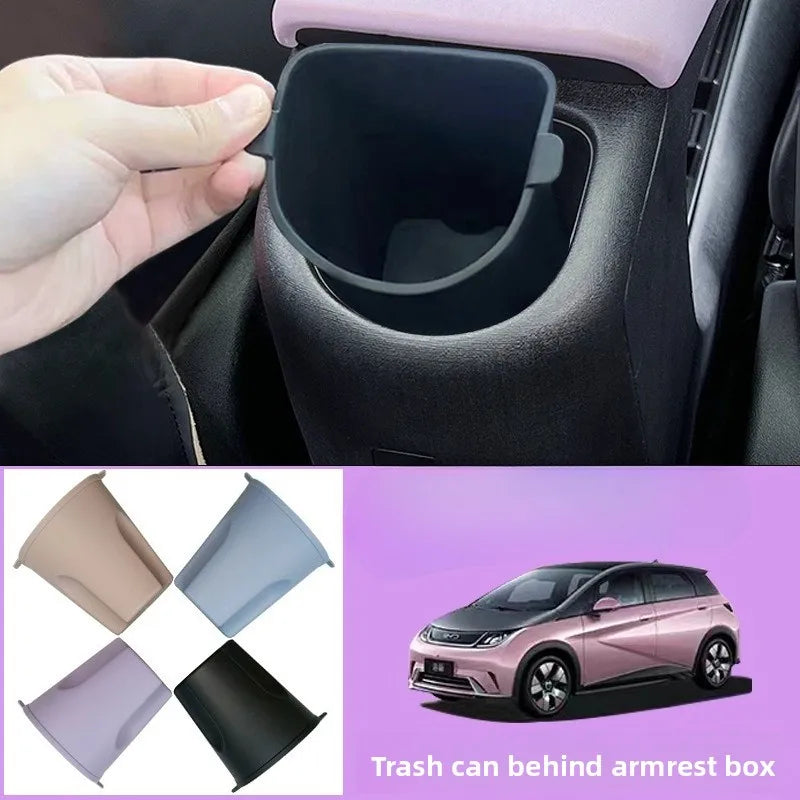 Center Console Storage Box for BYD Dolphin 2023-2025, TPE Anti-Slip Organizer Tray Set, Custom Fit Armrest & Rear Cup Holder,