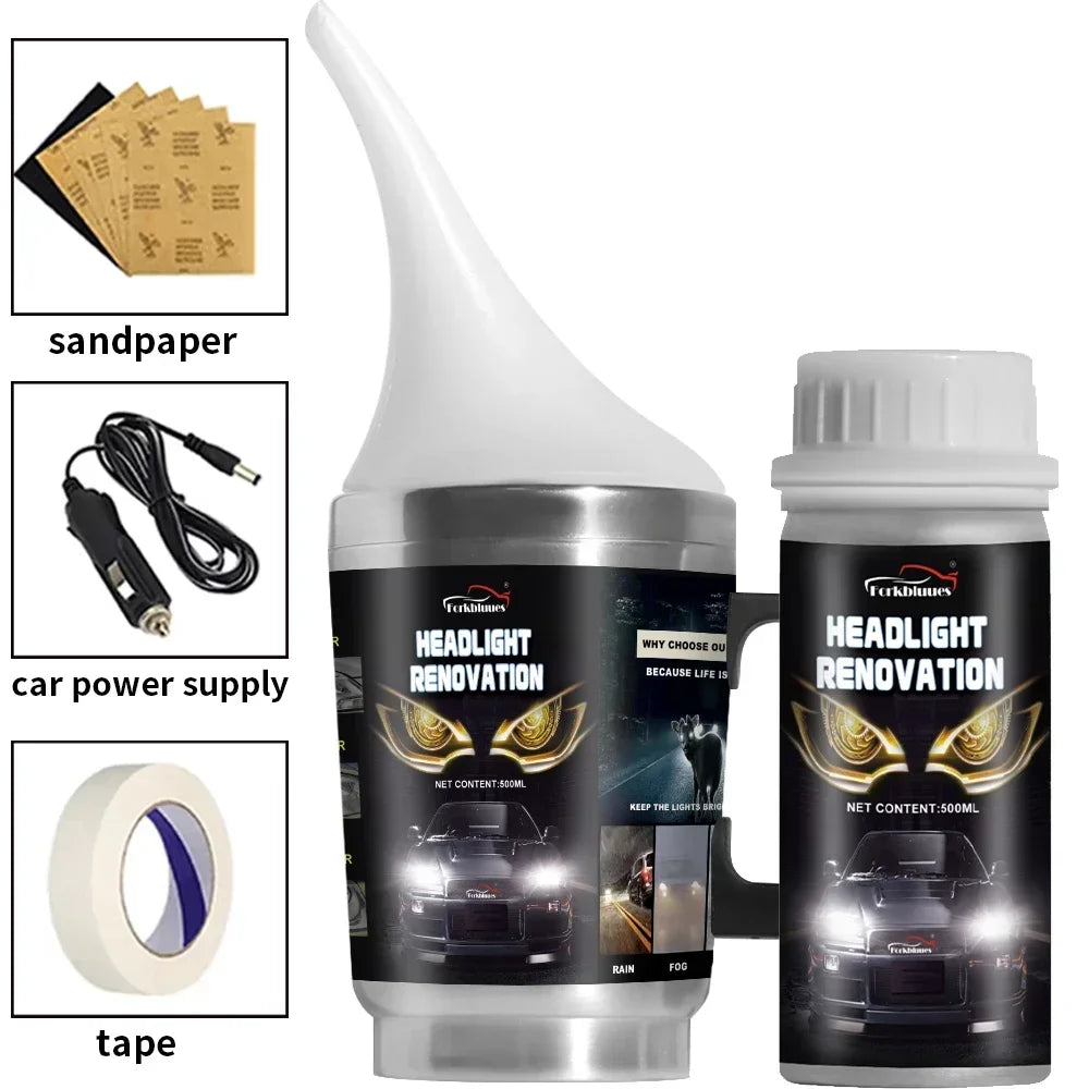 Car Headlights Renovation Polishing Kit Headlight Restoration MotorcycleAutomotive Care Tool 800ML Liquid Polymer Evaporator