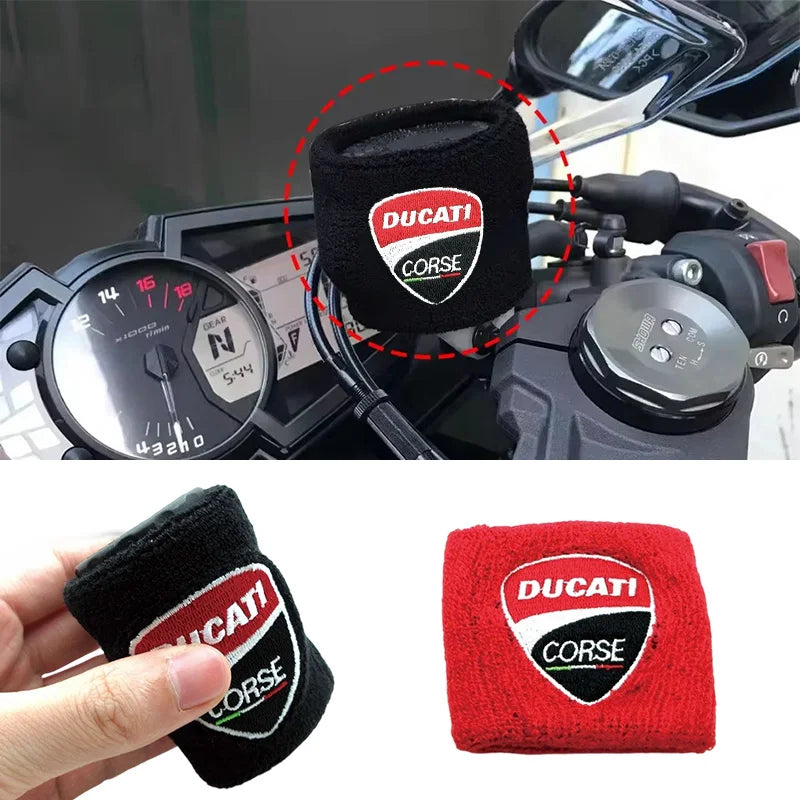 1/2pc Motorcycle Embroidery Front Fluid Oil Brake Reservoir Sock Cover for Ducati Monster Panigale Diavel V4 Scrambler Accessory