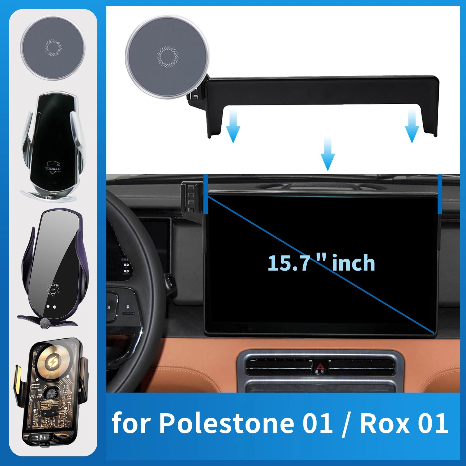 for Polestone 01 Rox 01 Car Phone Holder Screen Fixed Navigation Bracket Base Wireless Charging