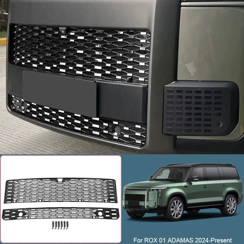 Car Replace Front Upper Lower Grille  Buckle Insect Proof Net For ROX 01 ADAMAS 2024-Present Bumper Center Intake Grille Cover