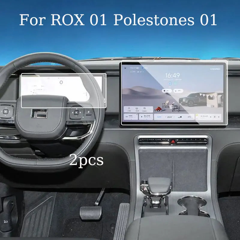 Tempered Glass Screen Protector For ROX 01 Polestones 01 2023 2024 15.7inch Car gps navigation and 12.3inch instrument interior