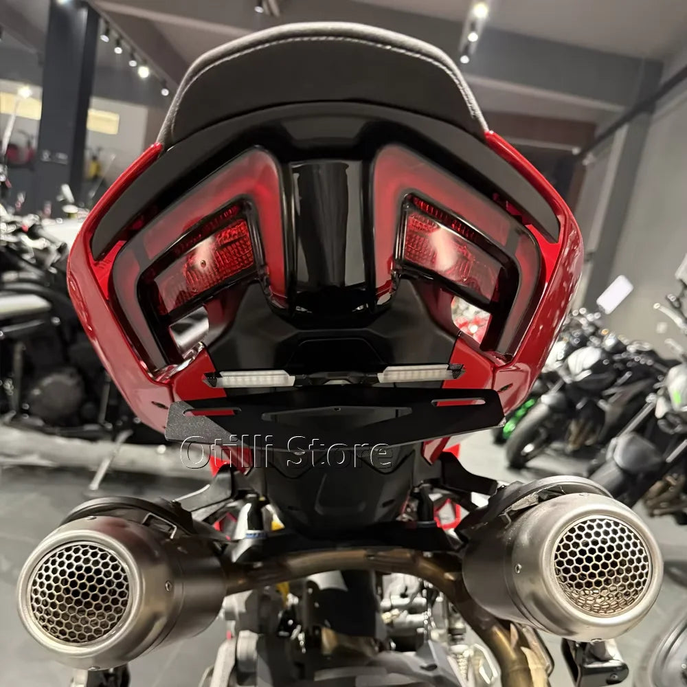 Motorcycle For Ducati Panigale V2 V4 2025 2026 License Plate Frame Holder Bracket Rear Fender Eliminator Tail Tidy W/LED Light