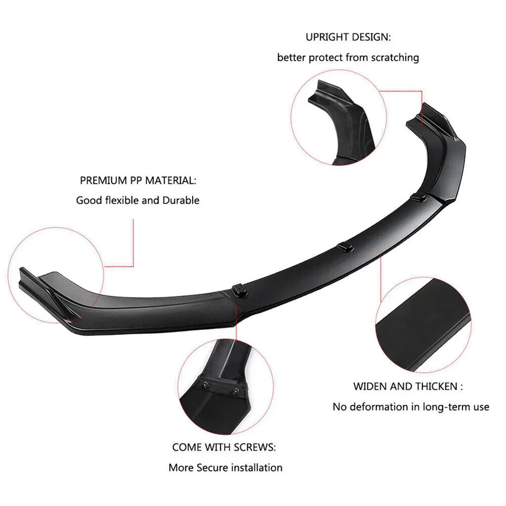 For Audi A3 S3 RS3 Front Bumper Lip Splitter Spoiler Matte Black