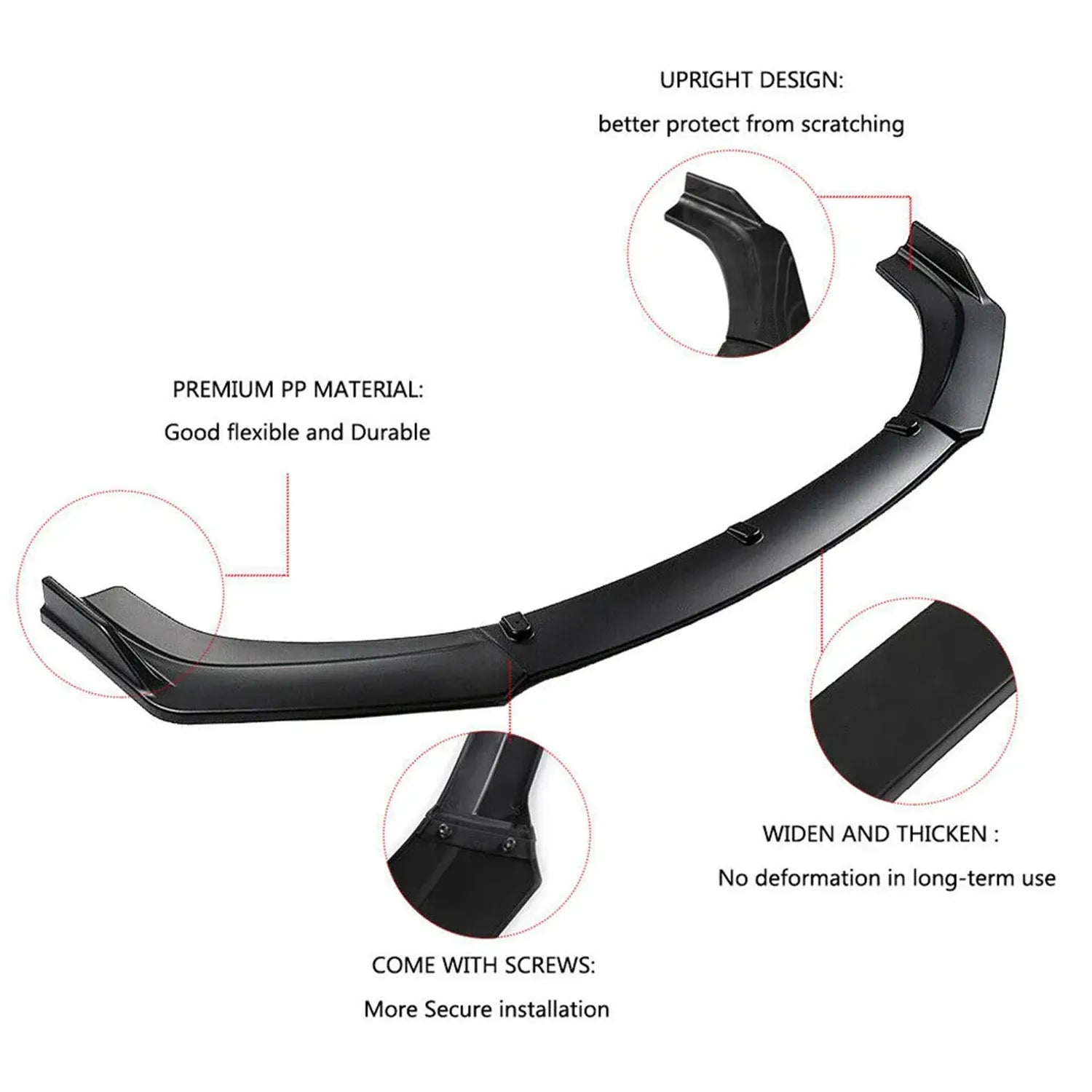 For Audi A3 S3 RS3 Front Bumper Lip Splitter Spoiler Matte Black