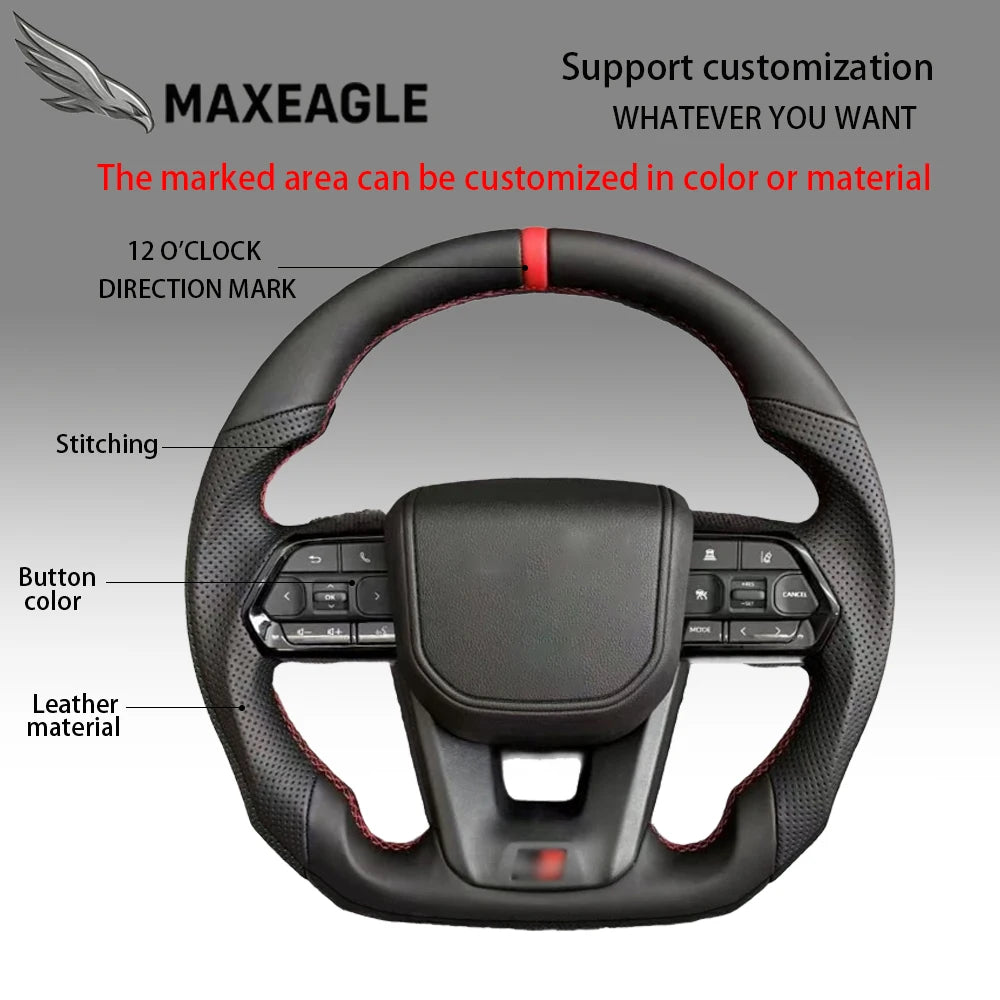 MAXEAGLE For Toyota GT86 Fortuner FJ Cruiser Hiace Land Cruiser LC70/76/79 Crown Alphard Vellfire Hilux Leather Carbon Steering