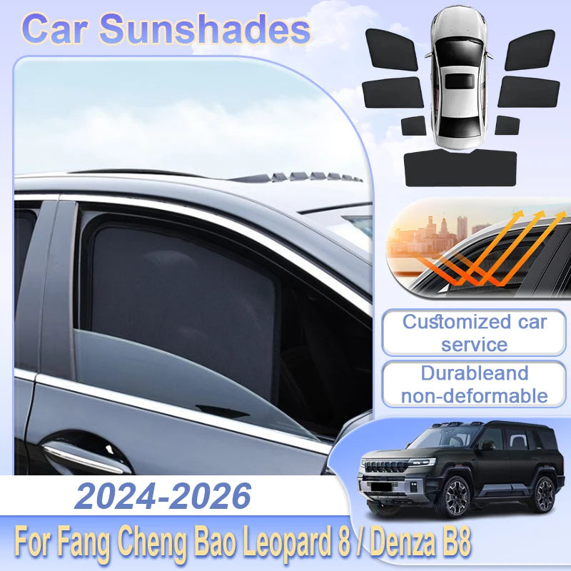 Cover For Leopard 8 BYD Denza B8 Fang Cheng Bao 8 2024-2026 Window Mesh Sunshade Side Shield Windshield Curtain Auto Accessories