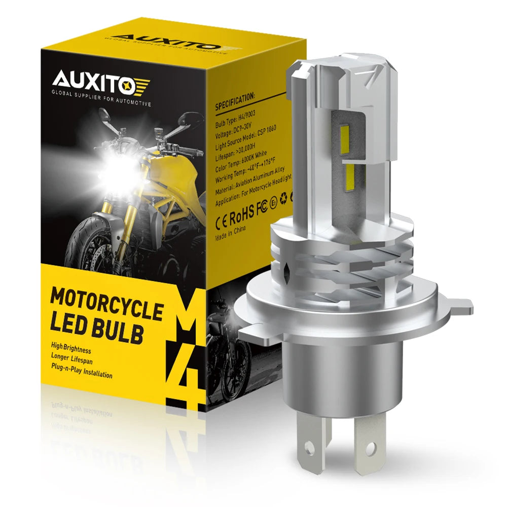 AUXITO 1/2X H4 9003 LED Headlight Bulb CSP Fanless With Canbus 9003 LED High & Low Beam Headlamp for Car Motorcycle 12V 12000Lm