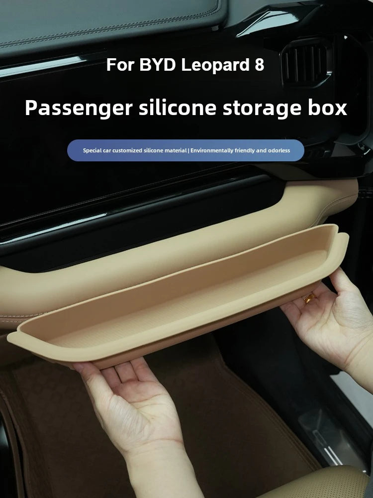 For BYD Leopard 8 2024 2025 Front Passenger Silicone Storage Box Pad Dustproof Console Instrument Organizer Protective Mat