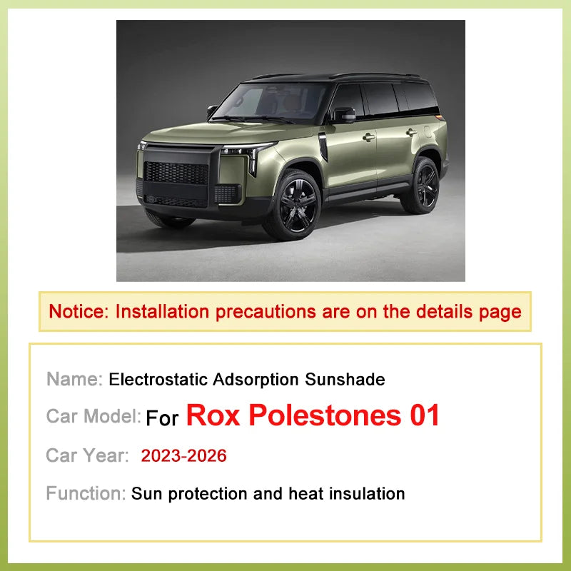 Sunroof For Rox Polestones 01 Accessorie 2023 2024 2025 2026 Car Insulation Sunshade Electrostatic Adsorption Skylight Sunscreen
