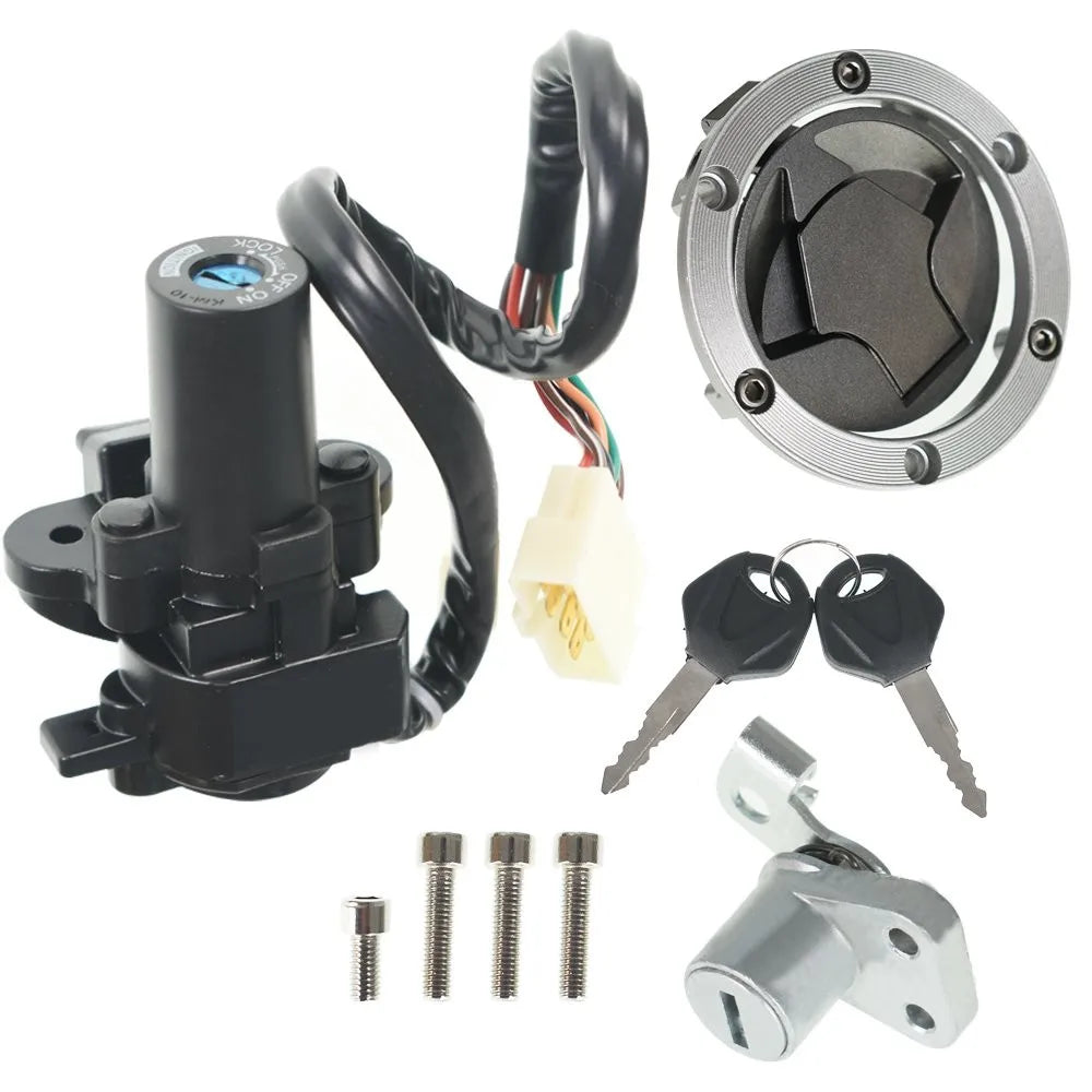 2008-12 For Kawasaki Ninja 250R EX250J Ignition Switch Lock Gas Cap Cover Set