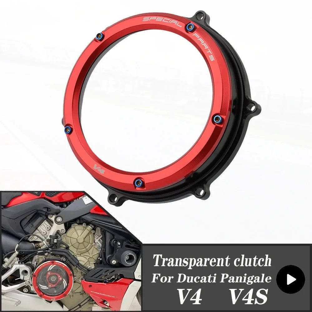 For DUCATI Panigale V4 1100 2018-2023 V4S 18-23 Clutch Transparent Engine Side Protection Cover Refitted Aluminum