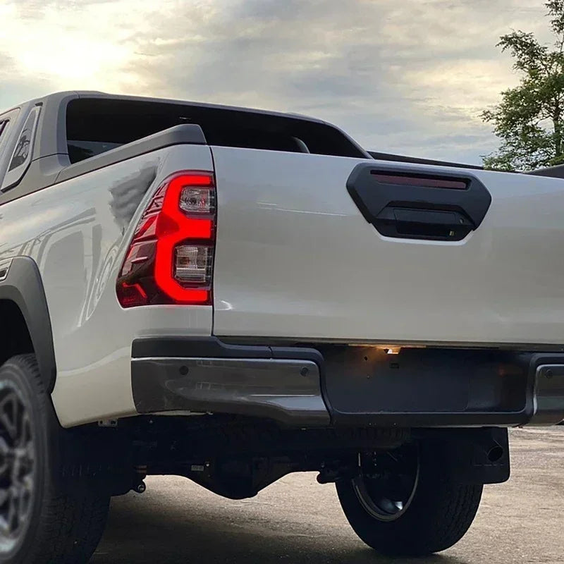 1Pcs Car Tail Gate Brake Light Cover Matte Black Tailgate Plate Cover Rear Door Cover Handle For Toyota Hilux Rocco 2021+