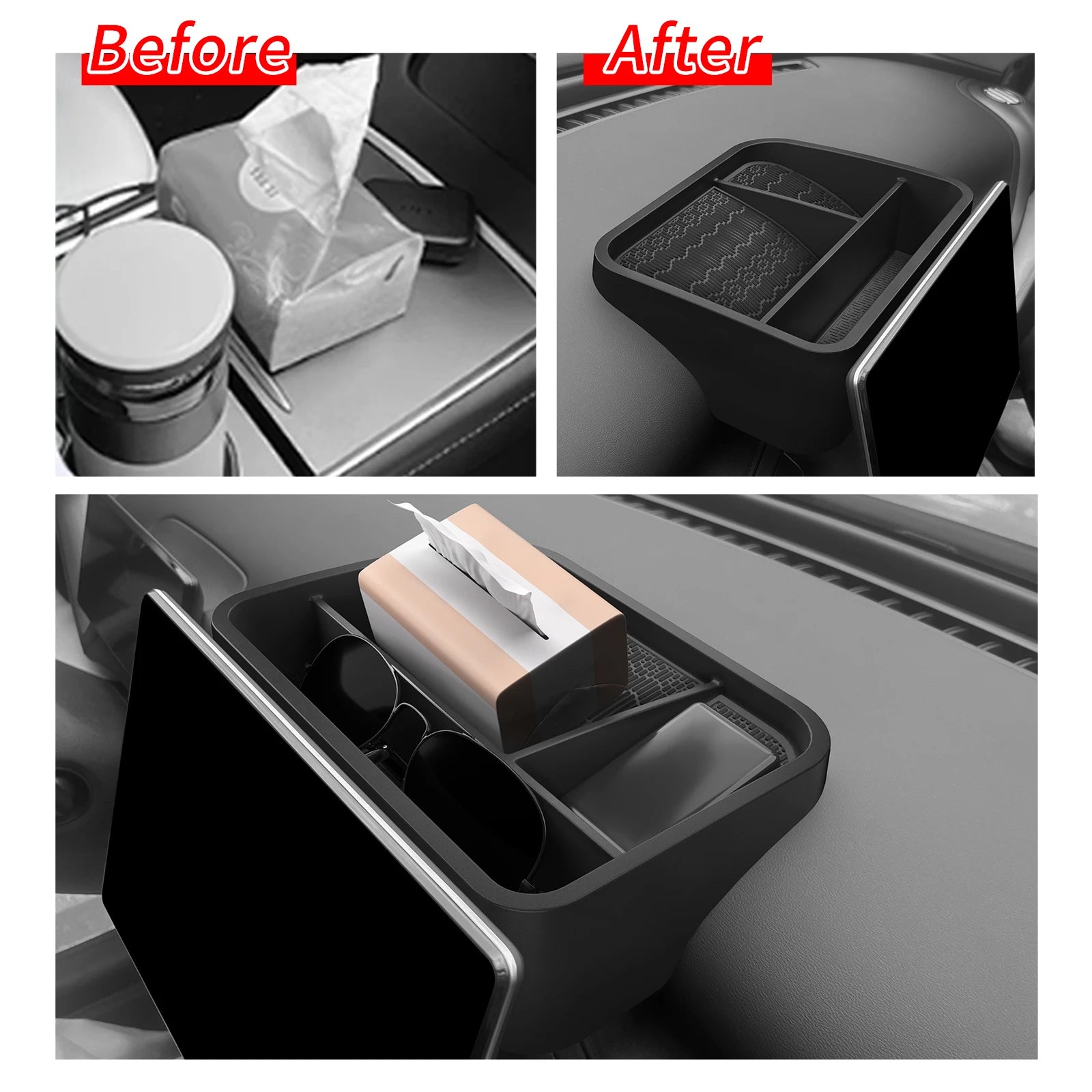 for BYD ATTO3 ATTO 3 YUAN PLUS 2025 2026 Dashboard Tray Organizer Display Screen Rear Storage Box Car Interior Accessories Black