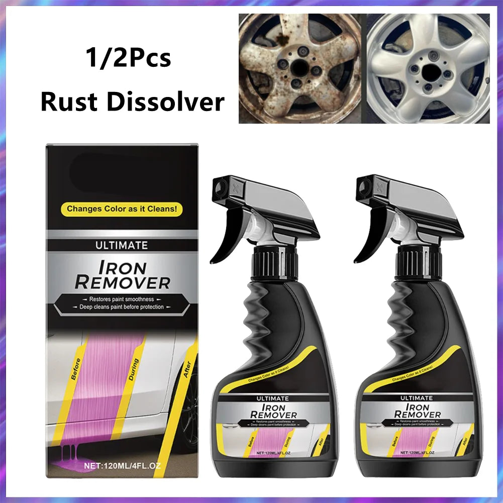 1/2X Car Wheel Hub Care Auto Exhaust Pipe Rust Remover Quickly Clean Metal Iron Rust Derusting Spray Prowder Stain Removal Agent