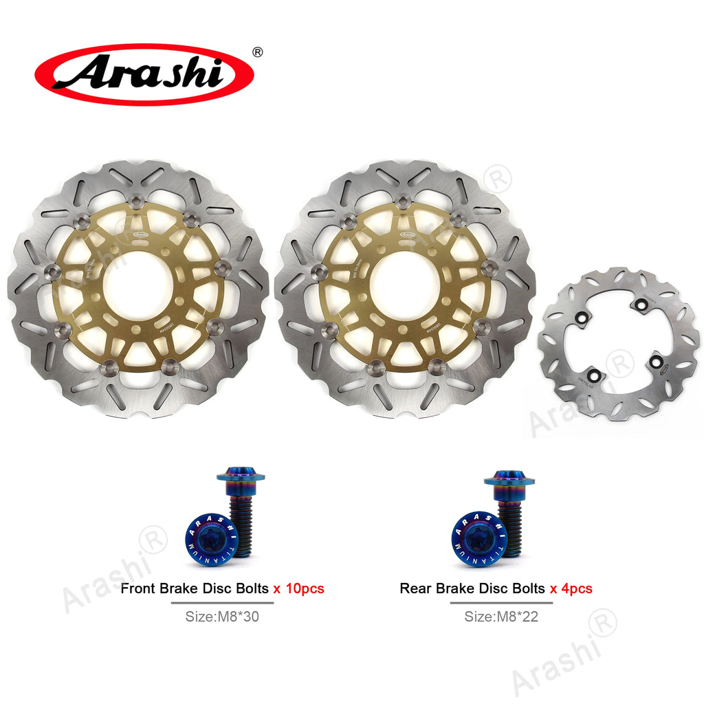 Arashi 1 Set For KAWASAKI ZX6R NINJA 600 2007 2008 2009 2010 2011 2012 2013 2014 2015 CNC Front Rear Brake Disc Rotors ZX-6R