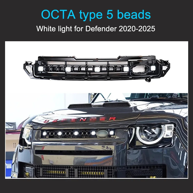 90 110 130 2020-2025 Led Decoration Light LED Dynamic Running Light Exterior item Front Grille Lamp for Land Rover Defender
