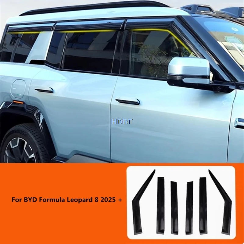 Car Styling Window Visor Protector Sun Rain Shelter Weather Shield Auto External Accessories For BYD Formula Leopard 8 2025 +