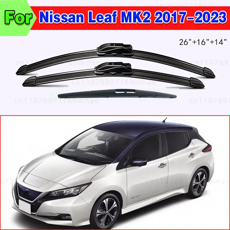 طقم واحد شفرات مساحات الزجاج الأمامي والخلفي لسيارة نيسان ليف ZE1 2017-2023 موديلات 2018 2019 2020 2021 2022 اكسسوارات