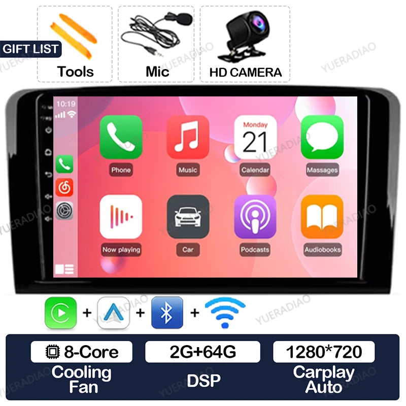 Android 17 Car Radio For Mercedes Benz GL ML W164 ML350 ML500 X164 GL35 GL45 2005 - 2012 GPS NAVI Multimedia Video Player 2DIN