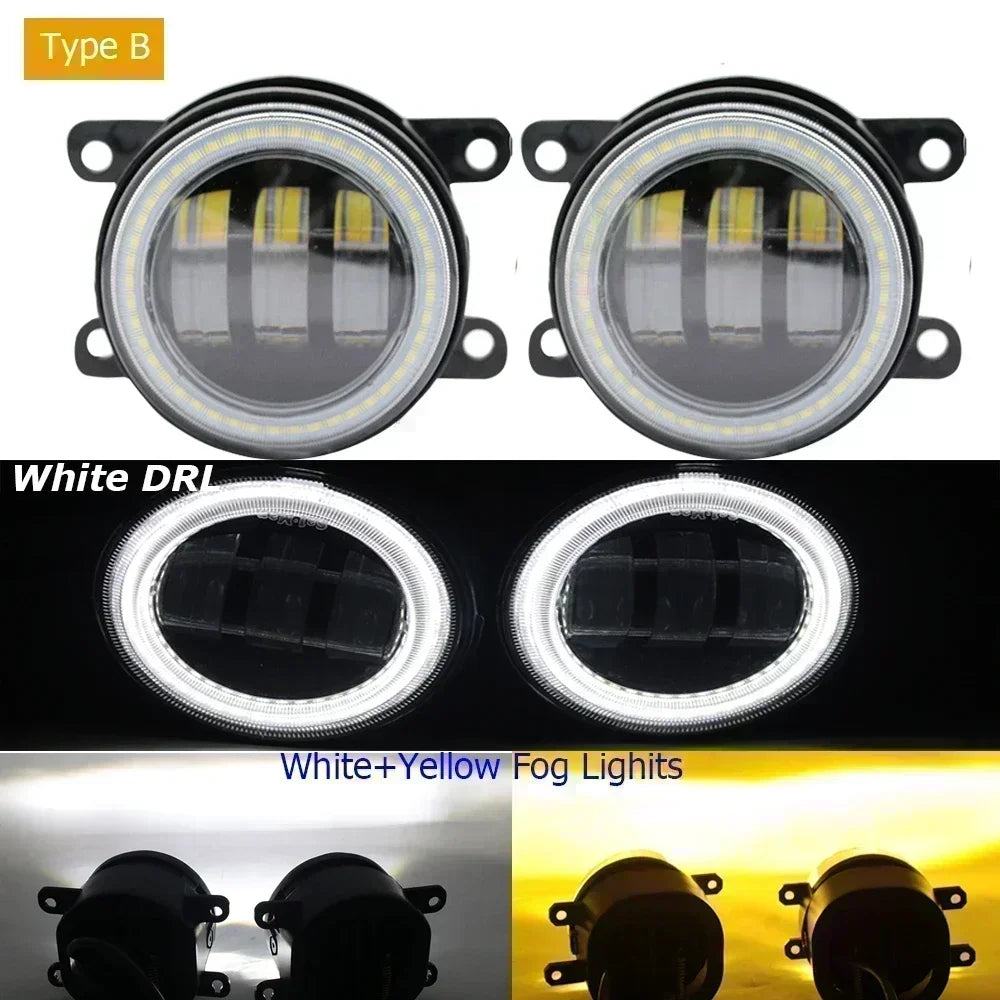 Two-Color Led Fog Lights Angel Eyes Day Light High Power 40W For Nissan Pathfinder MK4 R52 Facelift 2017 2018 2019 2020