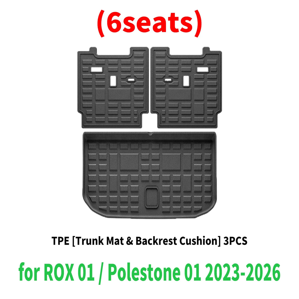 for ROX 01 / Polestone 01 2023 2024 2025 2026 TPE Rear Boot Mat with Seat Back Cover, Full Coverage, Easy Install