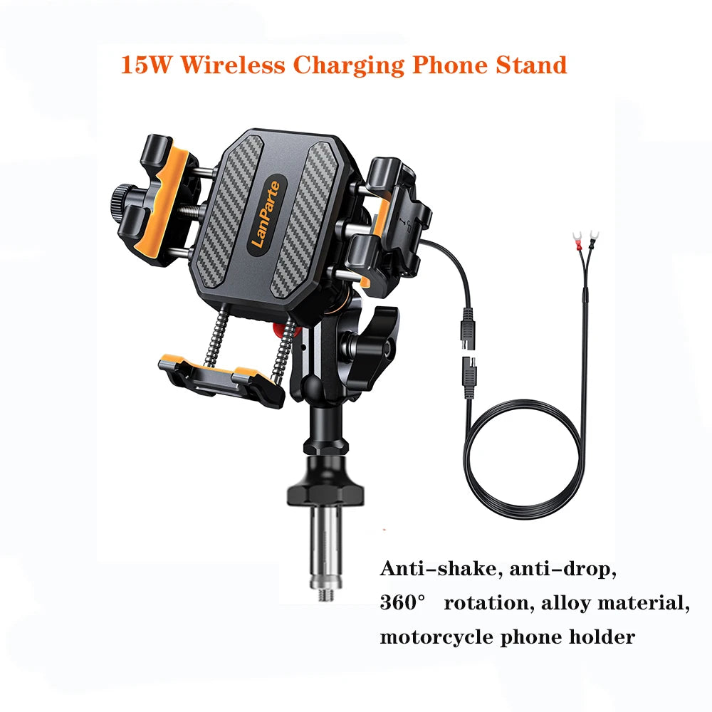 Mobile Phone Stand for Kawasaki Ninja 1000SX, 1100SX 2021–2026 Aluminum Shock-Absorbing 360° Adjustable Metal Navigation Stand