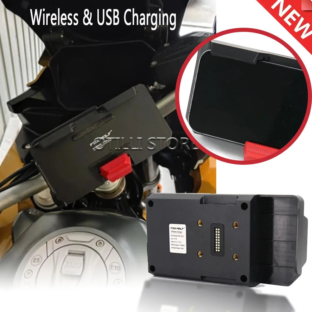For BMW R1250GS ADV Wireless Charge Mobile Phone Navigation Bracket R 1250 GS R1250 GS Motorcycle Wireless Charging R1200GS ADV