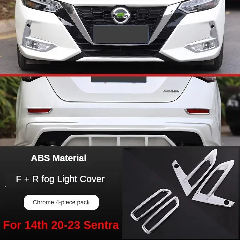 Car Styling Chrome ABS Plastic Front Rear Fog light Lamp Cover Trims Decoration For Nissan 14th 2020 2021 2022 23 Sentra Sylphy