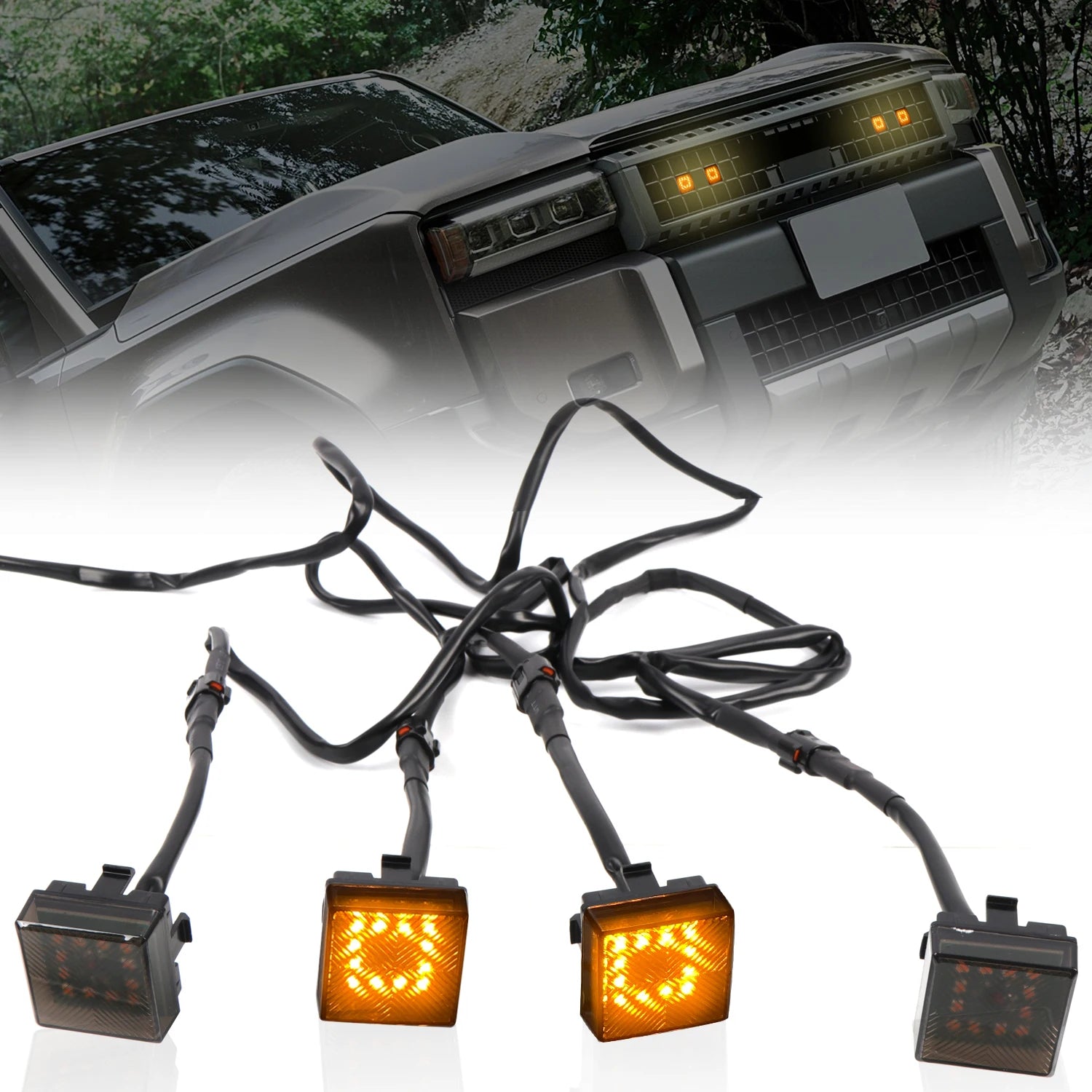 مناسب لسيارة تويوتا لاند كروزر برادو J250 LC250 2024 2025 ضوء شبكة أمامية LED مصباح تحذير للقيادة النهارية شبكة DRL ضوء أصفر