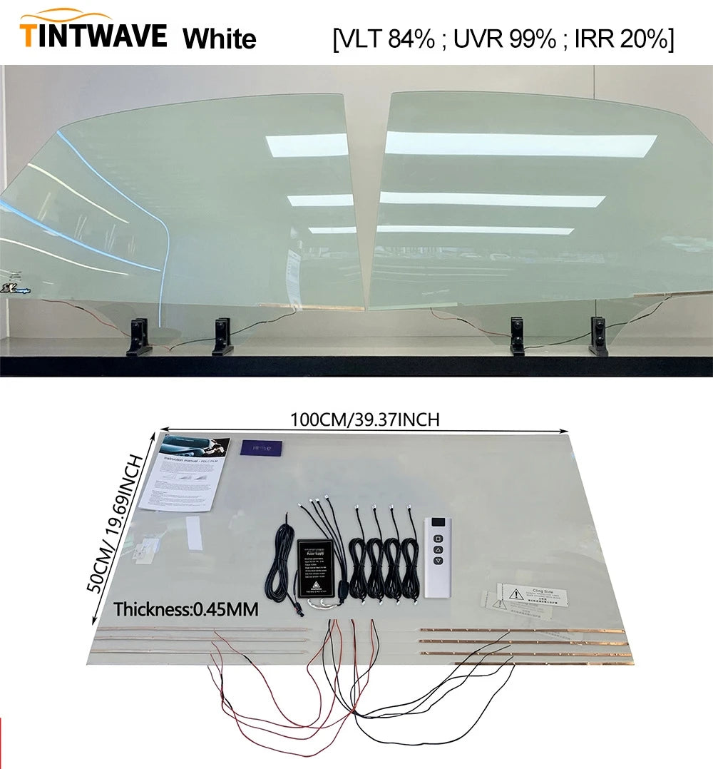 TINTWAVE 4PCS White Smart Tint PDLC Car Film 12V Remote Control High Transparency Privacy Tint Kit