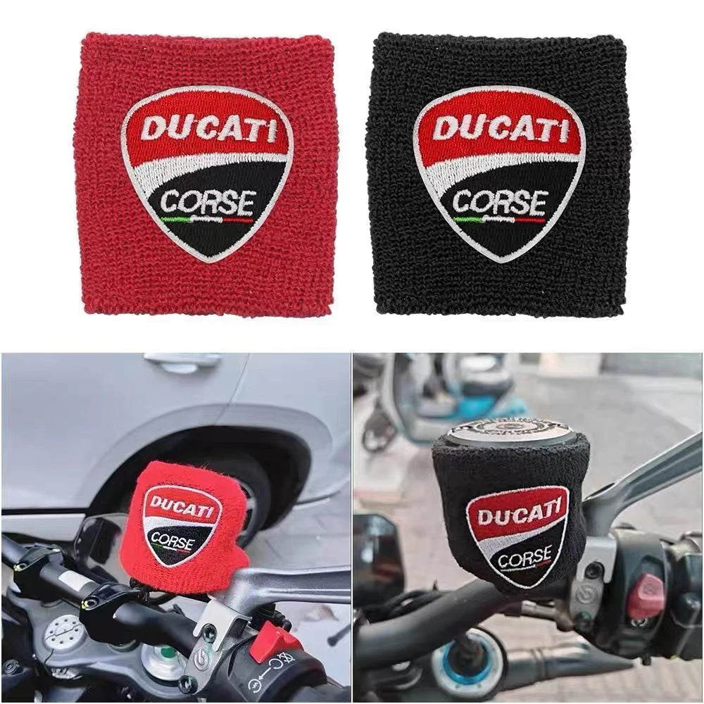 1/2pc Motorcycle Embroidery Front Fluid Oil Brake Reservoir Sock Cover for Ducati Monster Panigale Diavel V4 Scrambler Accessory