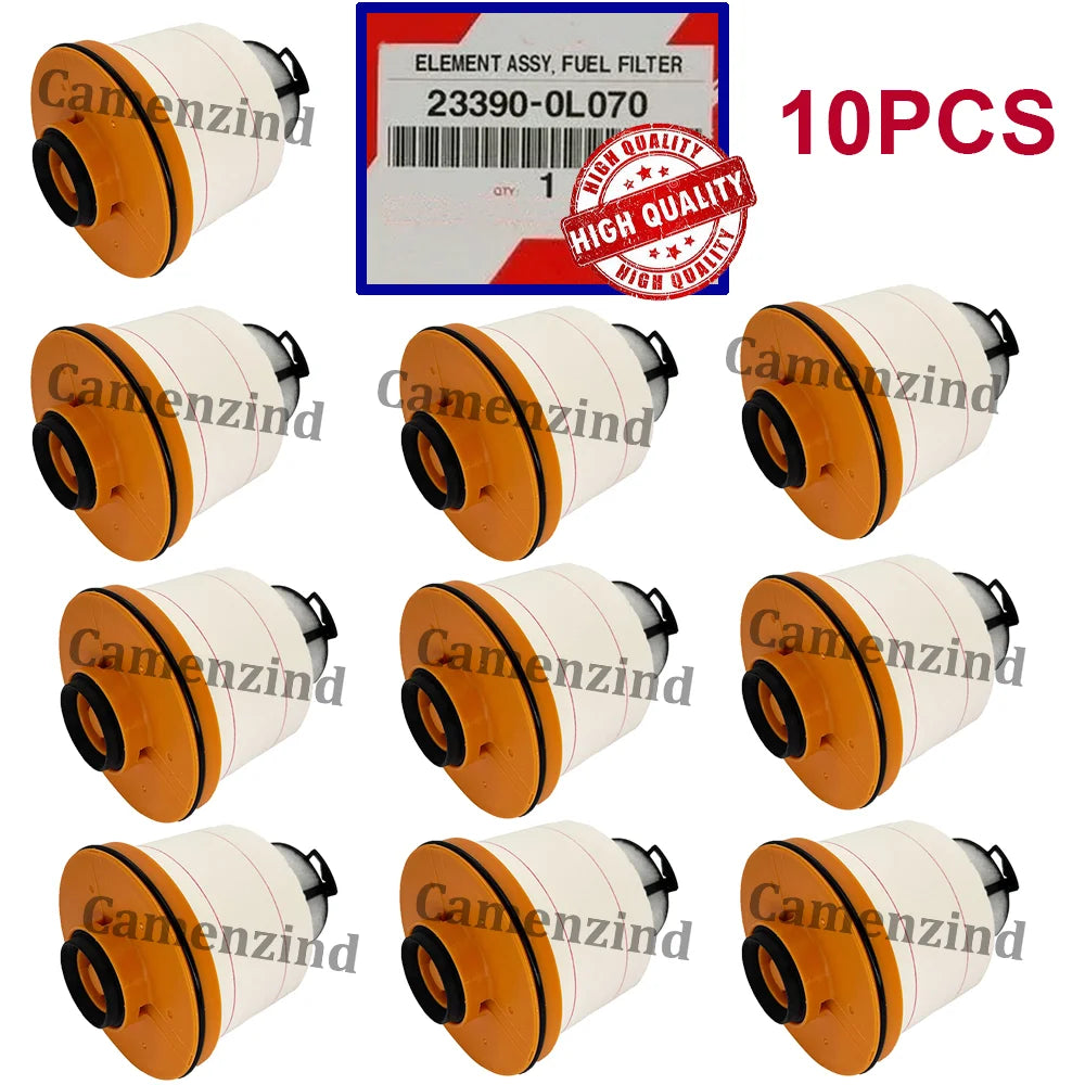 طقم فلتر وقود الديزل مكون من 10 قطع 23390-0L070 23390-OL070 233900L070 لسيارات تويوتا هايلكس ريفو فورتشنر SR5 M70 M80 موديلات 2015 2016