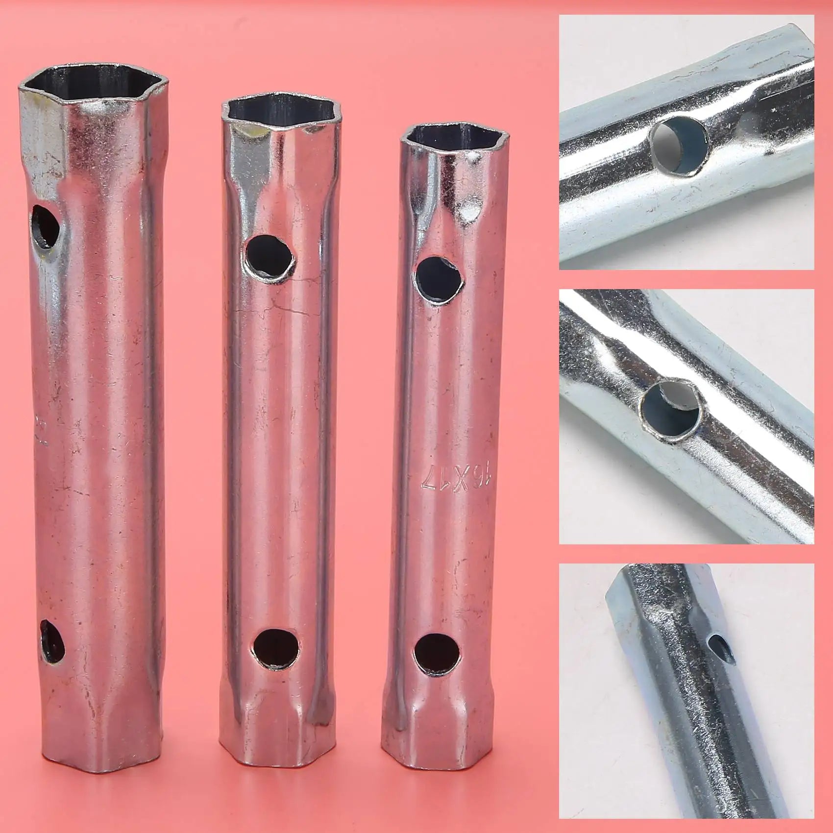 AB09 10Pcs 6-22mm Metric Tubular Box Wrench Set Tube Bar Spark-Plug Spanner Steel Double Ended for Automotive Plumb Repair