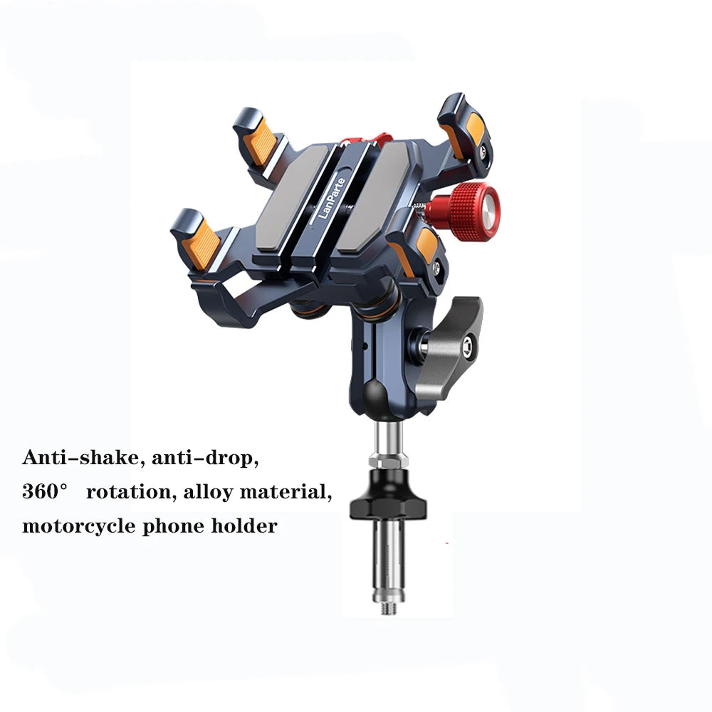 Mobile Phone Stand for Kawasaki Ninja 1000SX, 1100SX 2021–2026 Aluminum Shock-Absorbing 360° Adjustable Metal Navigation Stand