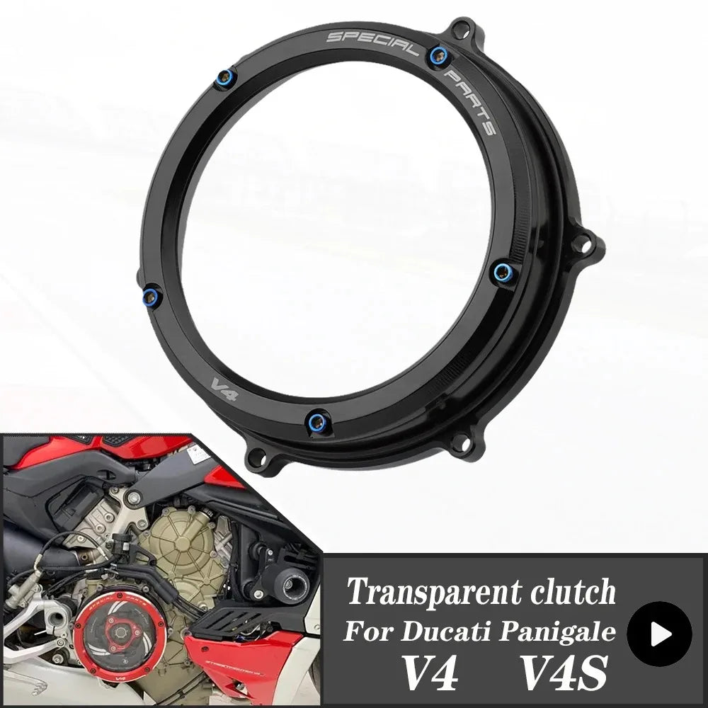 For DUCATI Panigale V4 1100 2018-2023 V4S 18-23 Clutch Transparent Engine Side Protection Cover Refitted Aluminum