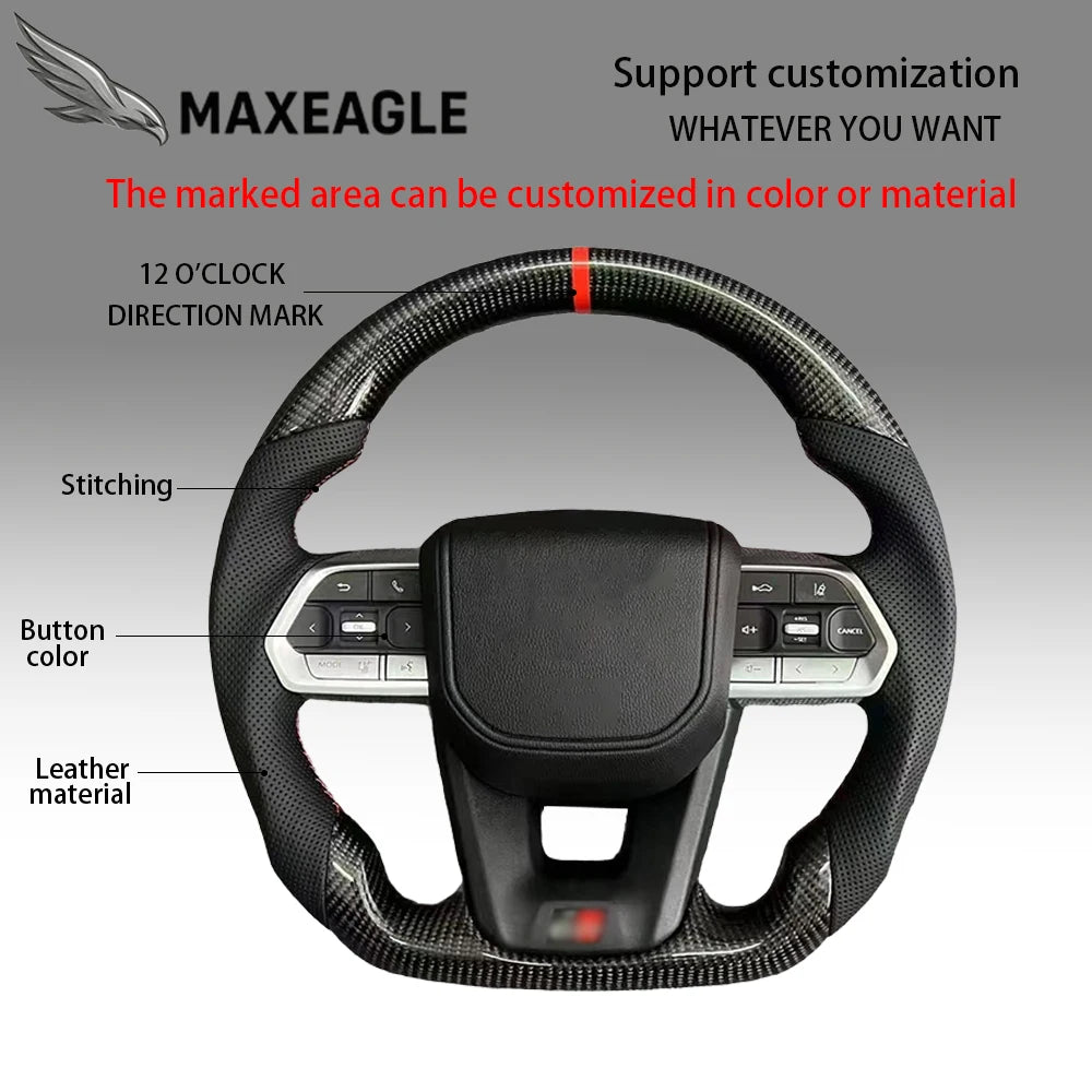 MAXEAGLE For Toyota GT86 Fortuner FJ Cruiser Hiace Land Cruiser LC70/76/79 Crown Alphard Vellfire Hilux Leather Carbon Steering