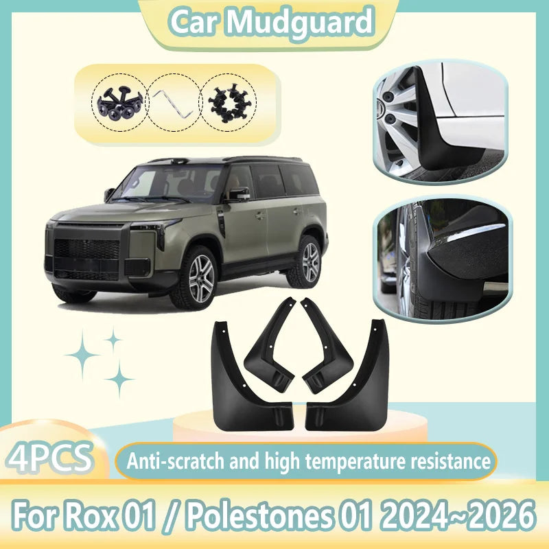 4PCS Car Mudguards For Rox 01 Polestones 01 2024 2025 2026 Anti-splash Mud Flap Guard Wheel Fender Mudflaps Tools Accessories