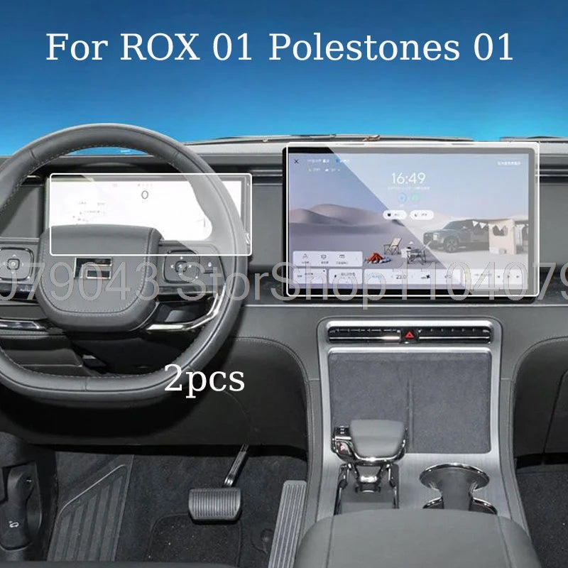 Tempered Glass Screen Protector For ROX 01 Polestones 01 2023 2024 15.7inch Car gps navigation and 12.3inch instrument interior
