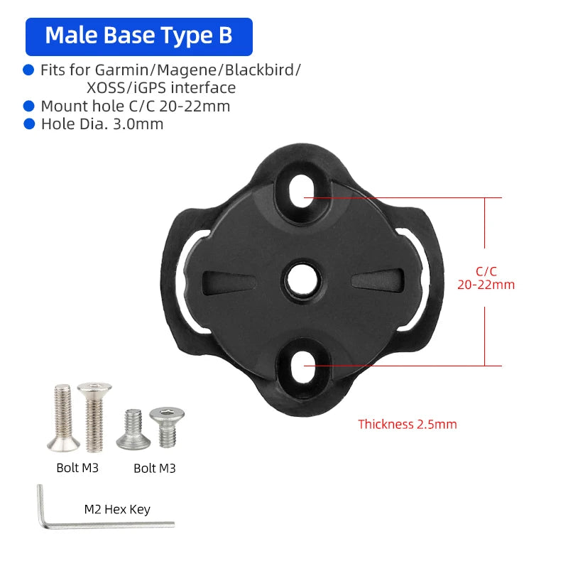 Bicycle Speedometer Mount Bracket Fixed Base Accessories for Garmin Bike Front Light Convex Male Buckle Replacement Repair Parts