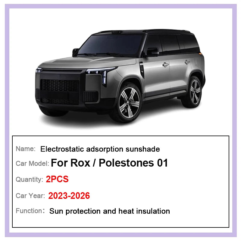 For Rox Polestones 01 2026 2025 2024 2023 Electrostatic Adsorption Sun Visor Roof Sunshade Accessories Interior Sun Protection