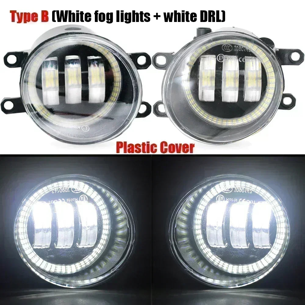 LED Car Fog Lights PTF Clear Lens + Angel Eyes Ring for Toyota Land Cruiser Prado J150 1st Facelift 2013/09 2014 2015 2016 2017