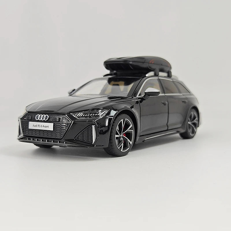1:24 simulation Audi RS6 alloy car model, doors and engine hood, trunk can be opened, sound and light return force ornaments