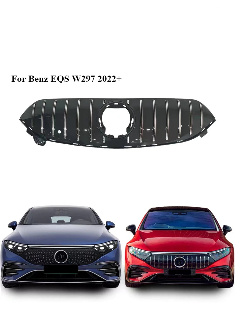 new ABS Front Bumper Grille Grill，Mercedes Benz EQS Class W297 2022 2023 2024 EQS450 EQS580 EQS53 Silver GT 4-Door Racing Grills